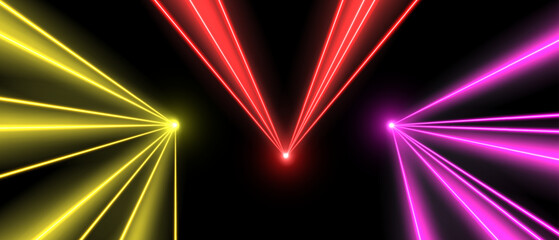 Wall Mural - laser beams, concert or nightclub spotlights light effect. lasers in motion, abstract perspective ba