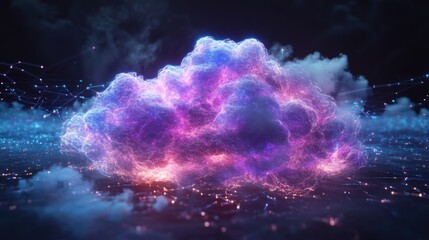 Wall Mural - Ethereal Cloud with Colorful Lights and Cosmic Background