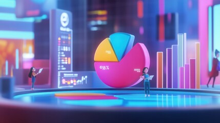 Poster - Colorful Data Visualization with Cartoon Characters in Modern Setting