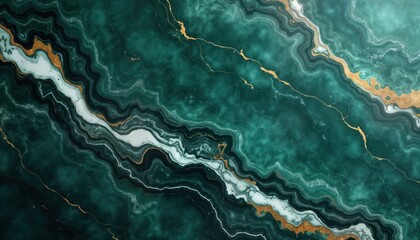Aufkleber - Luxury green marble texture with gold veins. Abstract design. Intricate patterns create glossy surface. Ideal for interior design projects. Stylish background for wallpaper tiles. Modern style. High