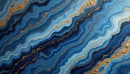 Aufkleber - Abstract blue marble pattern with gold inclusions creates elegant design. Stylish natural stone look. Suitable for interior exterior applications. Modern design ideas. Luxury material. Polished