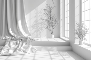Poster - Abstract Studio Room with White Wall and Spotlight for Product Display