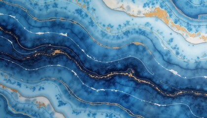 Aufkleber - Abstract design blue marble countertop with gold texture. Elegant, luxurious material. Suggests modern vintage interior design. Suitable for kitchen bathroom surfaces. Smooth glossy surface. Artistic