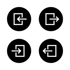 Poster - Login and logout icon on black circle. Enter and exit sign symbol