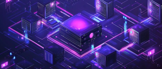 Poster - Visualizing ai server farms management security and aesthetic concepts in digital environments