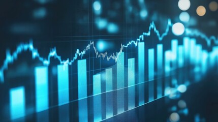 Poster - Abstract Financial Graph with Blue Color Tones for Data Analysis