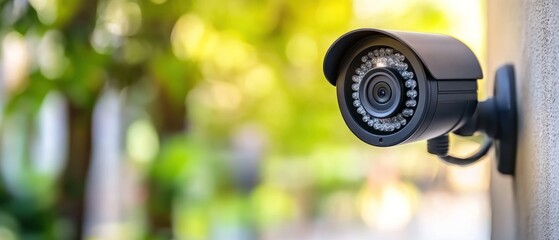Poster - A surveillance camera mounted on a wall, monitoring the surrounding area.