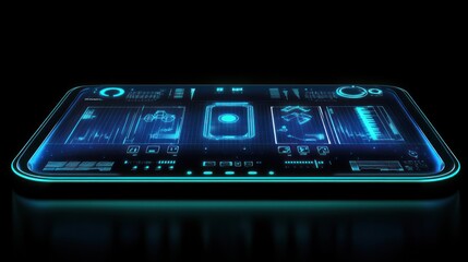 Poster - A futuristic digital interface displaying data and controls in a sleek design.