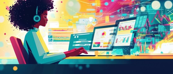 Poster - Creative perspective young entrepreneur thriving in digital projects at home