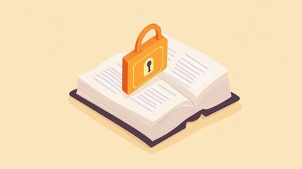 Poster - An open book with a padlock symbolizing secured knowledge or restricted access to information.
