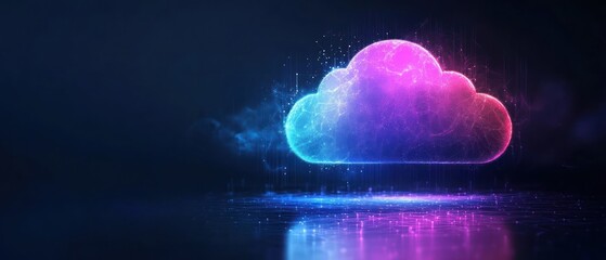 Poster - Neon light cloud computing futuristic technology