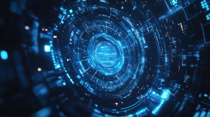 Poster - Futuristic Abstract Digital Technology Background with Blue Lights