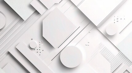 Poster - Abstract Minimalist White Geometric Shapes on Textured Background