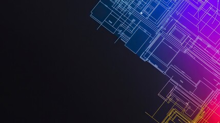 Poster - Abstract Geometric Lines and Shapes on Dark Background in Gradient Colors