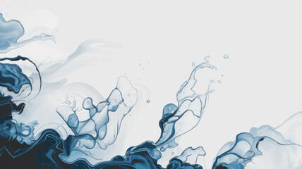 Wall Mural - Abstract blue and white fluid art creating a serene ocean-like effect, emphasizing movement and tranquility.