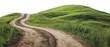 © Mr. Stocker - Winding dirt road through lush green hills, cut out - stock png.