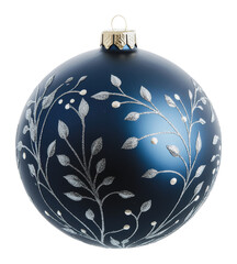 Wall Mural - blue ornament with silver holiday designs, cut out - stock png.