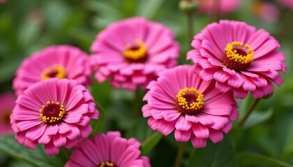 Poster - Bright pink geranium petals with yellow centers