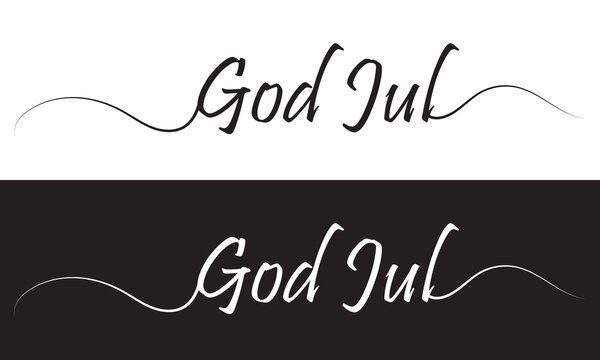 God Jul – Merry Christmas Swedish language, Calligraphy brush text banner with white and black background. God Jul, means Merry Christmas. Vector illustration. EPS 10