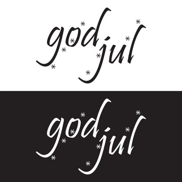 God Jul – Merry Christmas Swedish language, Calligraphy brush text banner with white and black background. God Jul, means Merry Christmas. Vector illustration. EPS 10