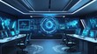 © aubriella - A futuristic AI-driven cybersecurity command center, sleek office with advanced security monitoring and threat detection systems, Security style