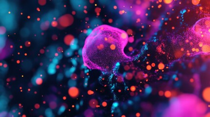 Poster - Vibrant Stem Cells in Digital Art Visualization