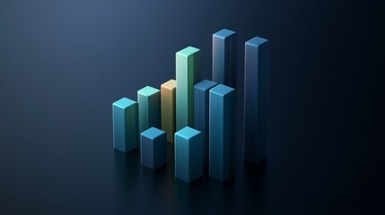 Leinwandbilder - Data Visualization with Colorful 3D Bar Graph on Dark Background