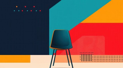 Poster - Geometric Abstract Dining Chair with Vibrant Patterns