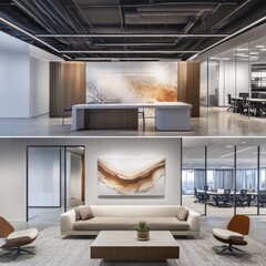 Wall Mural - modern office interior with sleek design and neutral colors