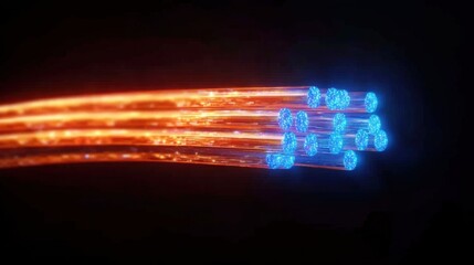 Poster - Burst of Light Through Fiber Optics Abstract Concept