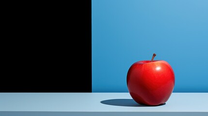 fresh red apple on a minimalist background