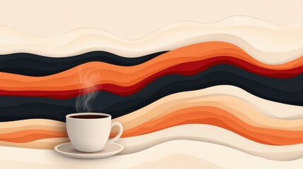 Poster - Abstract Coffee Brewing Art with Steam and Patterns
