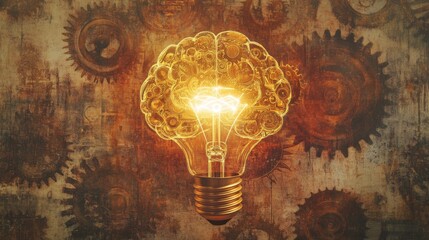 Poster - Light Bulb Shaped Brain Symbolizing Innovation and Creativity Concepts