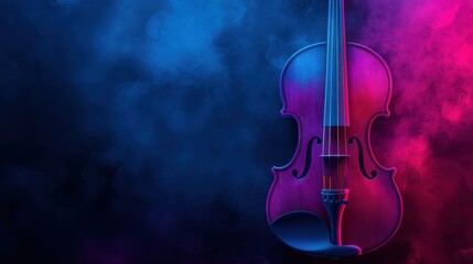 Poster - Abstract Floating Violin with Musical Notes