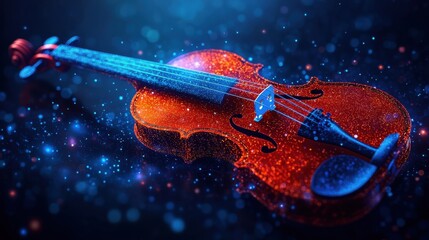 Poster - Abstract Floating Violin with Music Notes