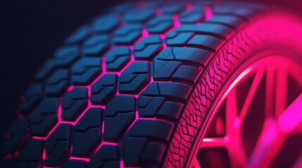 Poster - Vibrant Futuristic Tire Design with Holographic Elements