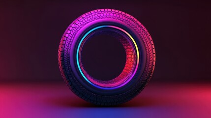 Poster - Futuristic Tire Design with Holographic Elements