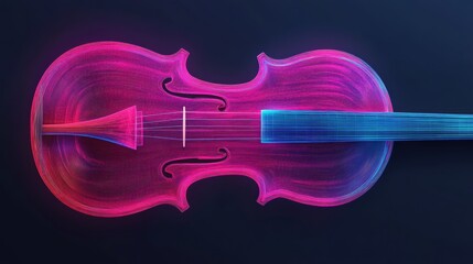 Poster - Futuristic Violin Design in Holographic Style