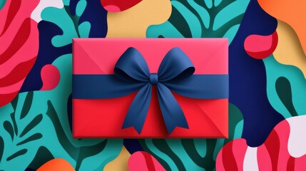 Poster - Vibrant Gift Box with Intricate Ribbon Design
