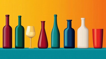 Poster - Vibrant Glassware Vector Art Composition