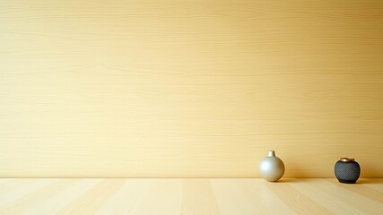 Wall Mural - Simple Minimalist Home Decor with Two Vases on Light Wood Floor