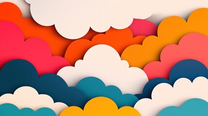 Poster - Vibrant Overlapping Geometric Cloud Shapes