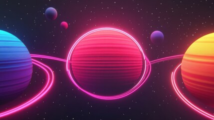 Poster - Vibrant Celestial Bodies in Cosmic Space