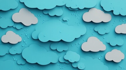Poster - delicate water droplets on muted blue clouds