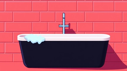 Poster - Minimalist Sink with Soapy Water Illustration