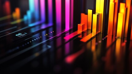 Poster - colorful abstract data visualization with bright bars and patterns