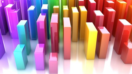 Poster - Colorful Abstract 3D Bar Chart Design with Vibrant Vertical Shapes