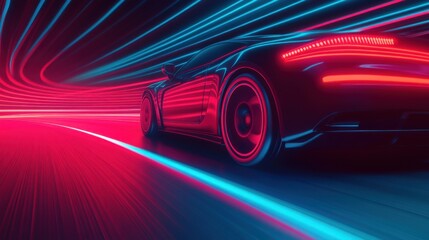 Poster - Dynamic Tire in Motion with Glowing Effect
