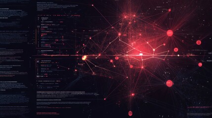Leinwandbilder - Abstract Digital Network Visualization with Red and Black Elements