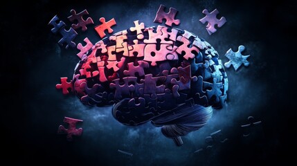 Poster - Colorful Brain Puzzle Concept Representing Thought and Creativity